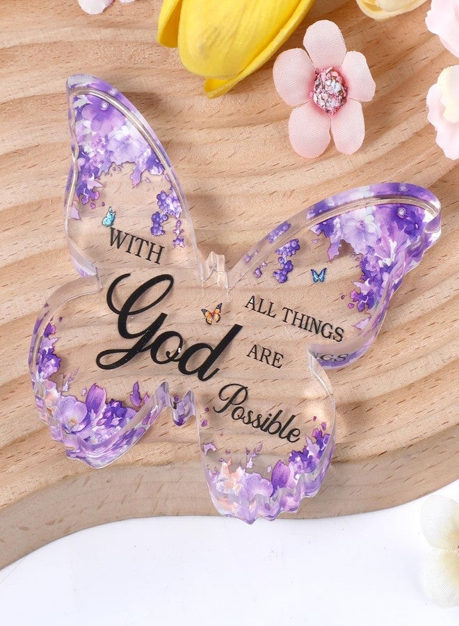 Kifmurase Purple Butterfly Acrylic Office Desk Decor for Women Desk Decoration Accessories Inspirational Purple Birthday Gifts for Women Home Table Decoration - Image 4